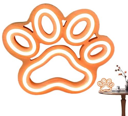 XIAOXIAOYU Neonschild mit Katzenpfotenabdruck, LED-Neonlicht, Tischlampe, Neonschilder für Kinderzimmer, Haustierhaus, Weihnachten, Geburtstag