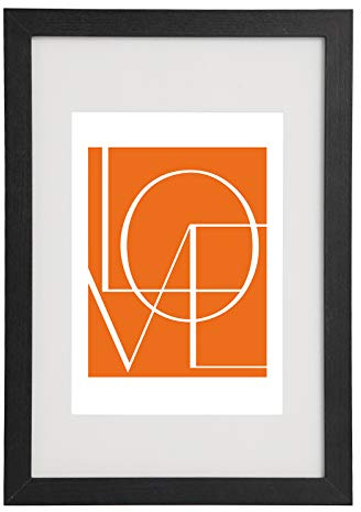 WOLTU Bilderrahmen 30x40, Schwarz, MDF-Holz Fotorahmen mit Passepartout | Posterrahmen für Poster, Fotos, Puzzle, aufhängbar und aufstellbar, Collage-Wanddeko mit bruchsicherer PS-Platte ohne Glas