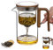 REDKNOT Enchanti - Teiera in vetro con inserto per colino, per separazione dell'acqua magica, teiera, filtro in vetro, Enchantipot Magic Tea Pot per tè sfuso (con manico in legno e coperchio in legno,