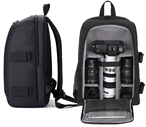 Chonor Sacs à dos pour appareil photo sac photographe Pro - Sac DSLR avec compartiment ordinateur, porteur trépied, étanche et antichoc pour extérieur (Compatibilité Canon/Nikon/Sony, Gris)