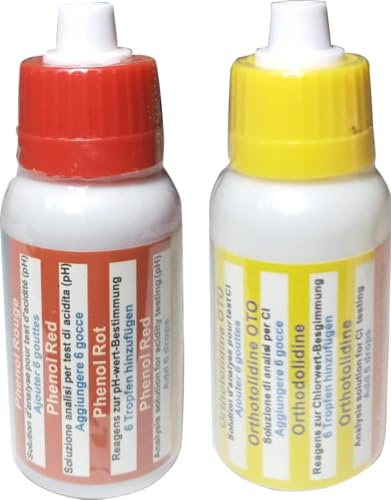 Test Kit testeur de pH et de chlore (Otho/Phenol) de 6 gouttes pour analyser les valeurs de pH et de chlore de l'eau (recharge 6 gouttes)