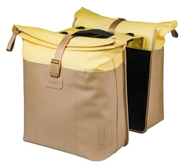 Basil Vive Doppeltasche - MIK inkl. - 28-35L - Robust Bag - Gelb Schwarz