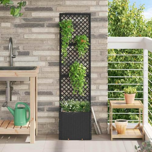 Hoopleep Pflanzkübel Schwarz, 35x30x135 cm Metall, erhöhter Garten Pflanzkasten Outdoor für Balkon Terrasse, groß