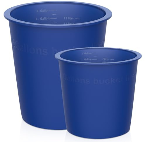 2-Pack 5 Gallon Bucket Liner and 2 Gallon Reusable for Concrete Mix Thinset | Heavy Duty Leakproof Non Stick Easy Clean Grout Epoxy Flexible Silicone Graduated Measurements Designed in the USA