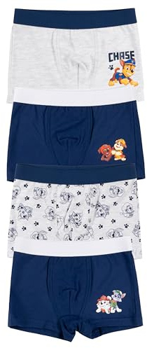 Paw Patrol Boxershorts für Jungen - Kinder Unterwäsche Unterhose Boxer Blau/Grau (4er Pack)