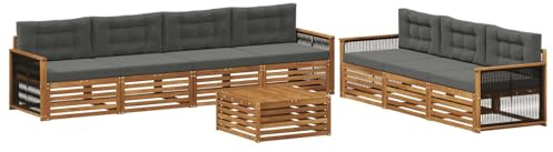 vidaXL Outdoor-Sofagarnitur mit Kissen 8 pcs Natur und Anthrazit, Garten Sofa, modernes Outdoor-Mobiliar, Bequeme Lounge-Ecke für Terrasse und Patio
