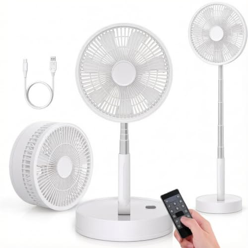 LBSTP Portable Foldable Standing Fan - 11.8 Inch 12600mAh Oscillating
