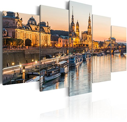 murando - Wandbilder XXL Dresden 200x100cm 5 tlg - Wand Deko Leinwand Bilder Groß Wanddeko Wohnzimmer Schlafzimmer Kunstdrucke - Stadt d-B-0162-b-m
