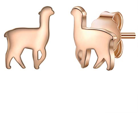 Glanzstücke München Damen-Ohrstecker Alpaka Sterling Silber rosévergoldet - Ohrringe Lama Ohr-Schmuck Trend rose-gold