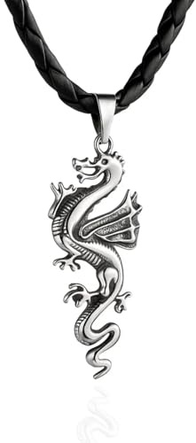 STERLL Herren Lederkette Mit Drachenanhänger Aus Silber 925