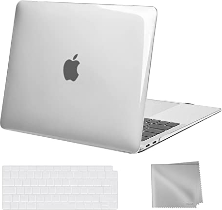 MOSISO Compatible with MacBook Air 13 inch Case M1 2021 2020 2019 2018, Hard Shell Cover Compatible for MacBook Air M1 Case 13.3 inch A2337 A2179 A1932 with Keyboard Cover & Wipe Cloth, Crystal Clear