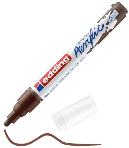 edding 5100 Acrylmarker medium - braun - 1 Acrylstift wasserfest - mittlere Rundspitze 2-3 mm - Acryl Farben zum Malen auf Leinwand, Malpapier und Holz - Acrylstifte für Steine
