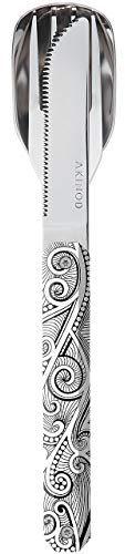 akinod - Couverts Droits Aimantés 12H34 Arabesques - Fourchette + Couteau + Cuillère - Couverts en Acier Inoxydable - Assemblage Aimanté - Couverts Nomades Compacts, Durables et Élégants