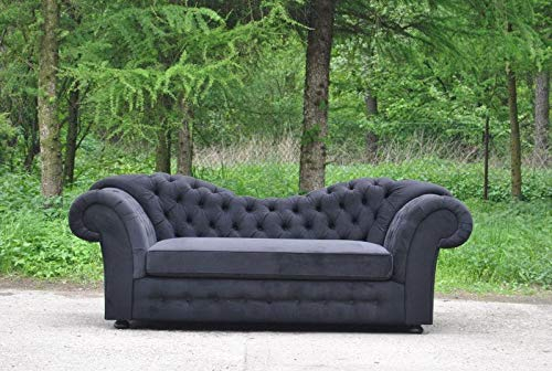 jvmoebel Chesterfield Dreisitzer Couch Polster 3er Couchen Wohnzimmer Sofa Schwarz Samt