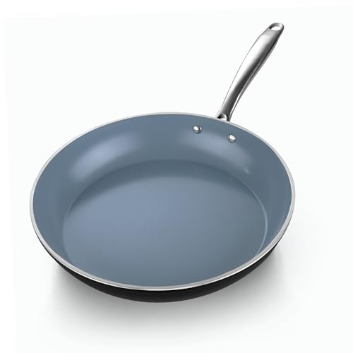 Cook N Home Bratpfanne mit Keramikbeschichtung, Antihaftbeschichtung, 30,5 cm, Jumbo-Kocher, Eier-Omelett-Pfanne, Schwarz/Grau
