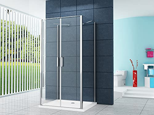 Home Systeme - U Form Duschkabine Dusche Aron 120 x 90 x 200 cm / 8 mm/mit Duschtasse