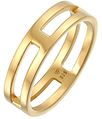 Kuzzoi Massiver Herrenring (6 mm) Puristisch im Design, Bandring für Männer aus 925 Sterling Silber vergoldet, Silber Ring Herren poliert, Ring golden modern massiv, Ringgröße 60, 0605612421_60