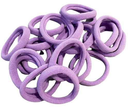 Hair Bands Bobbles Elastics Thick Endless Design Snag Free Bright Colours - 20 Pack (Lilac)