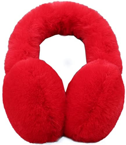 Lifup Femmes Cache-oreilles Chaud d'Hiver Peluche Anti Froid Cache Oreilles Rouge