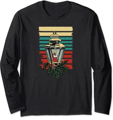 Vela de Navidad Vintage Linterna Nieve Vacaciones Navidad Manga Larga