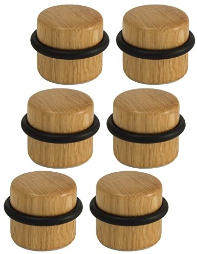 Kukicu Türstopper – Türstopper aus Holz, selbstklebend, für Holzböden, diskret und elegant, 6 Stück (Eiche)