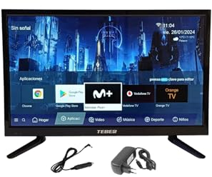Televisor Smart TV de 22 Pulgadas. con Adaptador de 12v y 230v. Android. Full HD. DVB-S2/C/T2/T. para autocaravanas, Campers, viviendas, caravanas, Barcos. (22 Pulgadas)
