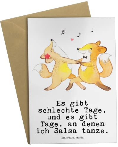 Mr. & Mrs. Panda Grußkarte Füchse Salsa tanzen - Geschenk, Klappkarte, Auszeichnung, Tanzkurs, Sportart, Hochzeitskarte, Sport, Tanzschule,