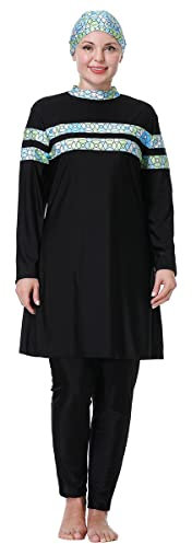 BaJooruly Muslimischer Burkini-Badeanzug in Übergröße, bescheidene Badebekleidung, islamisches Langarm-Full-Cover-Hijab-Oberteil, Schwimmhose, Set(8XL,J6)
