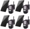 Xega 4pcs-Caméra de sécurité Solaire extérieure sans Fil, caméra de vidéosurveillance PTZ 2K Caméra de Surveillance Wi-FI Vision Nocturne Couleur PIR Détection Humaine Audio bidirectionnel S50-P4