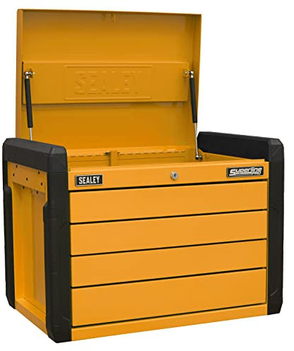 Sealey Push-to-Open Topchest 4-Drawer with Ball-Bearing Slides-Orange, one Size