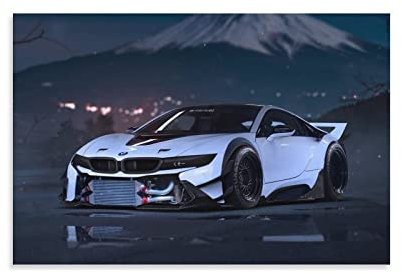 Sportwagen-Poster für BMW I8 Rennauto-Poster, dekoratives Gemälde, Leinwand, Wandposter und Kunstbild, modernes Familien-Schlafzimmer, 30 x 45 cm