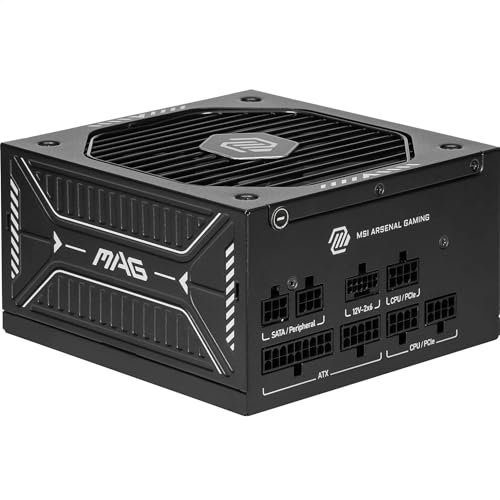 MSI mag A750GLS PCIE5, Fuente de alimentación, 750W, 80 Plus Gold, ATX 3.1, Soporte GPU PCIe 5.1, 12V-2x6 Nativo, Conector 12V-2x6 Bicolor, Fuente de alimentación ATX, Cables con Cubierta