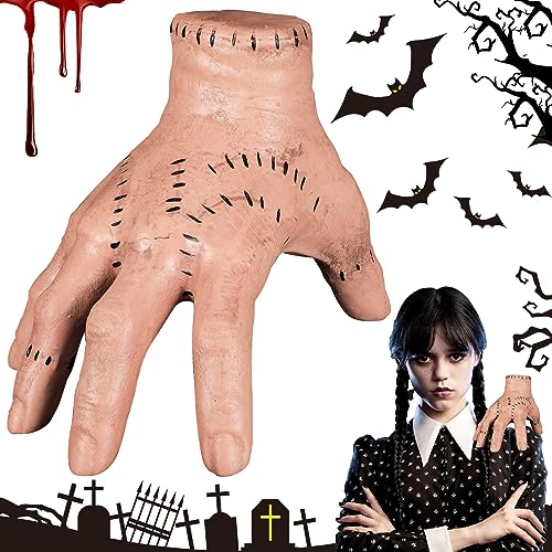 MOYKSRR Wednesday Händchen, Latex Händchen, Wednesday Family Hand, Cosplay Foto Requisiten, Realistic Scarred Latex Palm, Gruselrequisiten Dekorationen, Halloween Dekoration Requisiten