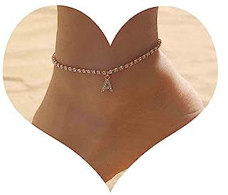 Cimenexe Bracelet De Cheville En Cristal De Bohème Lettre A En Or Punk Cz Chaîne De Cheville Lettre Cz Dangle Bracelet De Cheville Bijoux Pour Femmes Et Filles