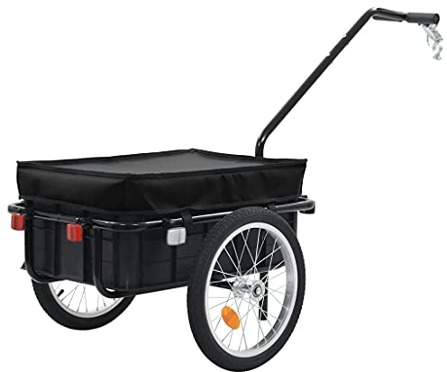 CIADAZ Fahrradanhänger/Handwagen 155x60x83 cm Stahl Schwarz, Fahrrad Anhänger, Lastenanhänger, Handwagen, Fahrrad-lastenanhänger, Lastenfahrrad