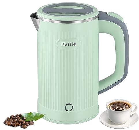 Towwoo 800ML Reisewasserkocher Klein, 600W Schnelles Kochen Mini Edelstahl Wasserkocher, Überhitzungsschutz Leise Reise Mini Wasserkocher Elektrischer Kettle für Tee Kaffee Babymilch, Gestreifter Stil
