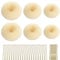 CORTNEY Hair Donuts for Buns Maker Set, 6 Pcs Beige Hair Bun Ring Maker, 30 Pcs Blonde U Shaped Hair Pins, for Doughnuts Chignon Hair Styles, Ballet Dancers Kids Girls and Women