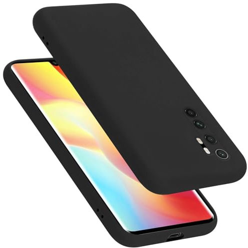 Cadorabo Hülle kompatibel mit Xiaomi Mi Note 10 LITE Hülle Silikon Handyhülle für Mi Note 10 LITE Case aus flüssigem Silikon- Kratzfeste und stoßfeste dünne TPU Schutzhülle - Liquid SCHWARZ