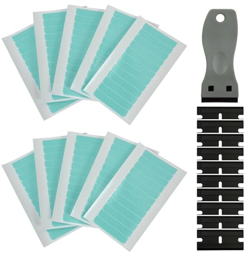Roinaid 120 StüCk Tape Extensions Kleber Tapes Klebestreifen Extensions Tape Kleber Extensions Kunststoffklinge+10 Ersatzklingen (Kunststoff) HaarverläNgerungsband Unsichtbar