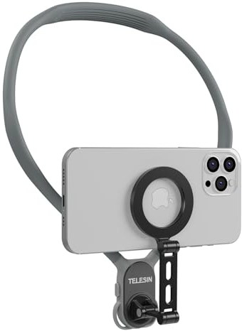Max Magnetischer Hals Telefon Selfie Halter, Magnetische POV/Vlog Hals Handyhalterung Nacken-Telefonhalter Freihändiges Telefon Halshalter mit Brustgurt, für iPhone Android