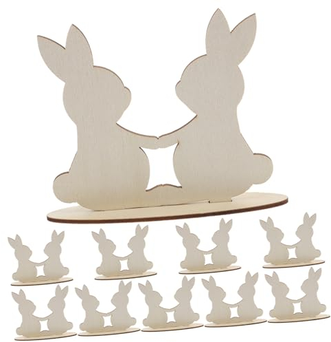 VINTORKY 10St Weiße Kaninchen-Verzierung Hasenförmige Holzscheiben Kinder Decoupage-Papier Embleme basteln Holzbretter bemalen Ostern Holztischschild Modellieren Beschilderung Planke
