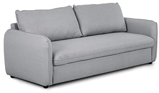 BUDWING Chloé Schlafsofa 4-Sitzer – Chaise Longue – EasyBed-System, Bezug aus Polyester – Nordisches Design – Schnelles und Einfaches Öffnen – 225x140x91 cm – Mineralgrau