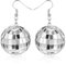 Discokugel Ohrringe Glitzer Halloween Ohrringe Damen Vintage 80er 90er Jahre Disco Party Ohrringe 3 cm Silber Disco Spiegel Kugel Ohrringe Schmuck für Halloween Kostüm Party Zubehör