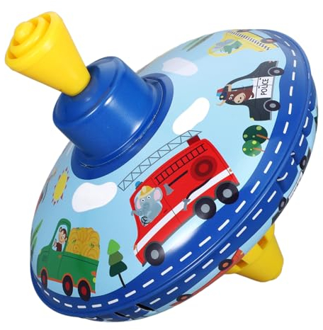 GARVALON 1Stk Kreisel aus Blech Spielzeug übertrifft das UFO-Spitzen rc Kinder entwicklung kindliche entwicklung Babygeschenk Lernspielzeug Kinderspielzeug Eisenblech Blue