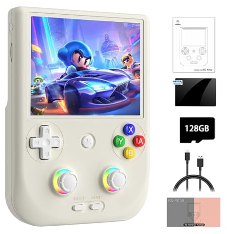 JOYARCH RG406V - Console da gioco retrò con 128 GB, più di 4000 giochi, Android 13, 4 pollici, 1080P, schermo IPS, WiFi e Bluetooth