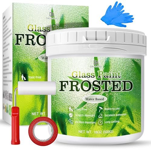 Peinture en verre givrée, 500g Peinture d'intimité de fenêtre Outils, Film de fenêtre en verre givré à base d'eau, faible odeur pour surfaces en verre dans la salle de bain, cuisine