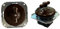 Interruptor conmutador empotrado de porcelana marrón 10A 250V, ideal para instalaciones eléctricas y control de iluminación.