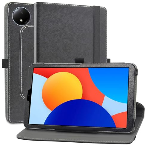 MAMA MOUTH Compatible with Xiaomi Redmi Pad SE Case,360 Degree Rotating With Premium PU Leather Sleeve Cover Case for Xiaomi Redmi Pad SE 8.7 Inch Tablet,Black