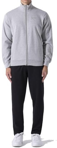 Everlast tuta da ginnastica per uomo completo sportivo in cotone felpato set per sport e tempo libero o palestra (IT, Testo, XXL, Regular, Regular, Grigio/Nero)