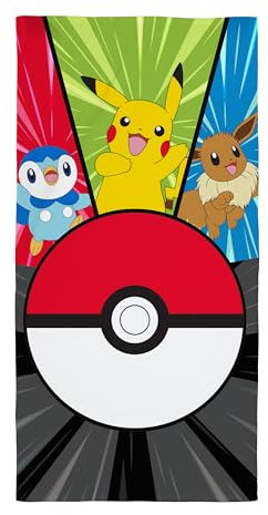 Pokémon Kids Towel | Super Soft Feel, Unite Design Featuring Pikachu, Pokeball | Perfect The Home, Bath, Beach & Swimming Pool | One Size 70cm x 140cm